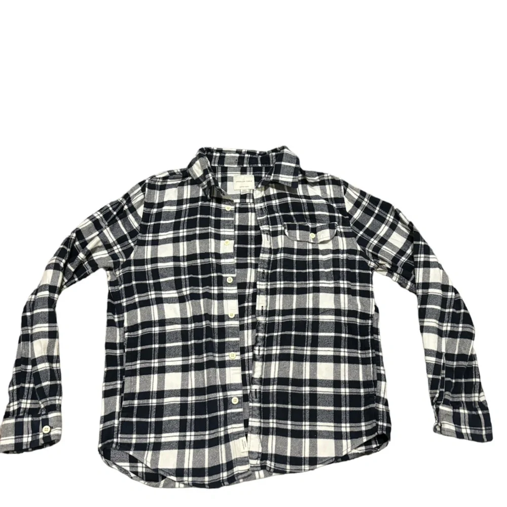 Blue&White American Eagle Flannel with Front Pocket - Picture 1 of 4